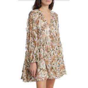 ZIMMERMANN  Floral Billow Frill Chintz Mini dress Sz-0 US-4 $1050